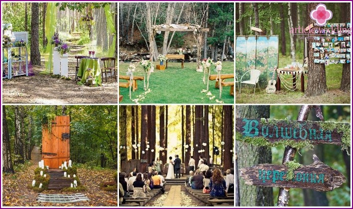 Fare un matrimonio in un tema di foresta