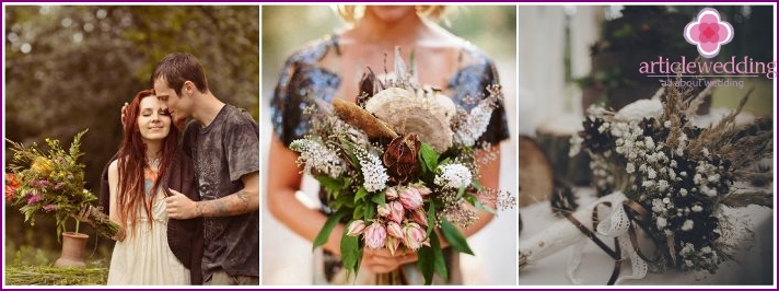 Bouquet de mariée dans un style forêt