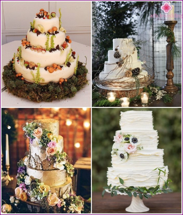 Bolo de casamento estilo floresta