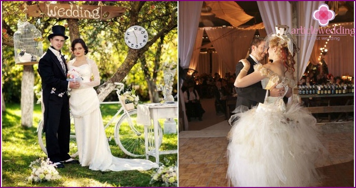 Steampunk wedding outdoors and indoors