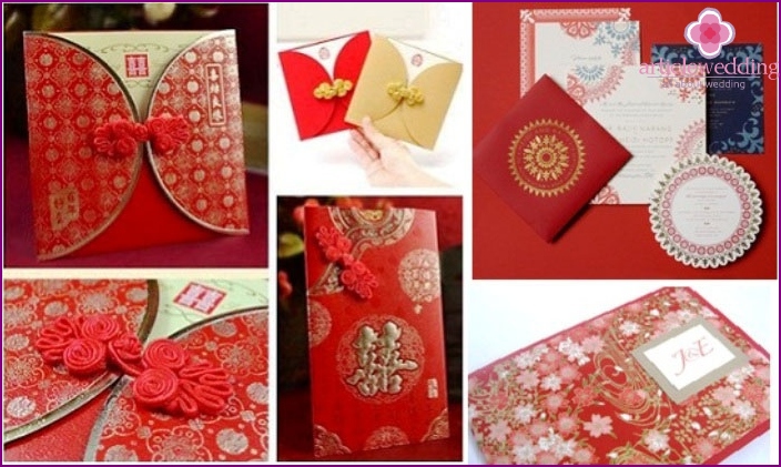Invitation cards for an oriental wedding