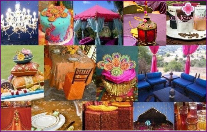 Table decoration and decor for an oriental wedding
