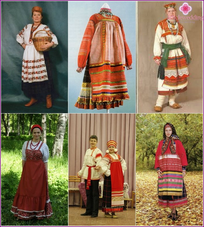 Wedding apron in folk Russian style