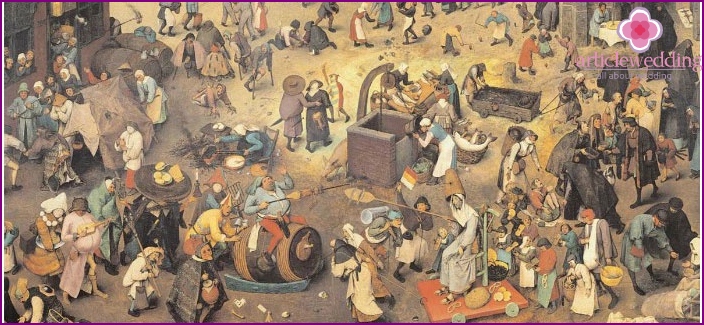 Painting depicting the inhabitants of the Middle Ages