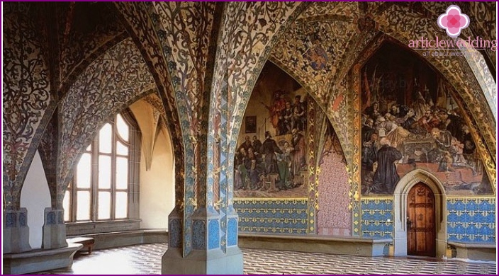 Interno di un castello medievale per un matrimonio