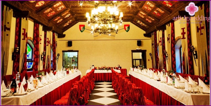 Banquet room for a medieval wedding feast