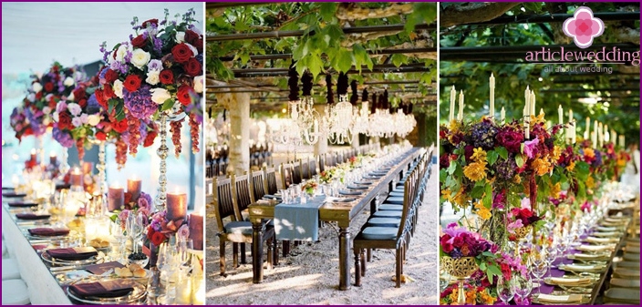 Grape-style wedding table decoration