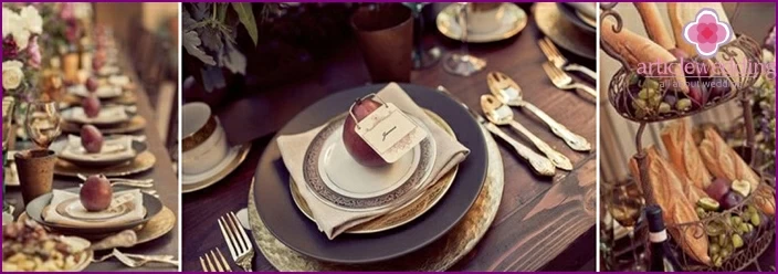 Festive table decor in grape shades