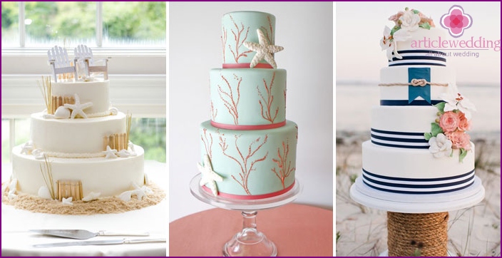 Stylish wedding cake sea color