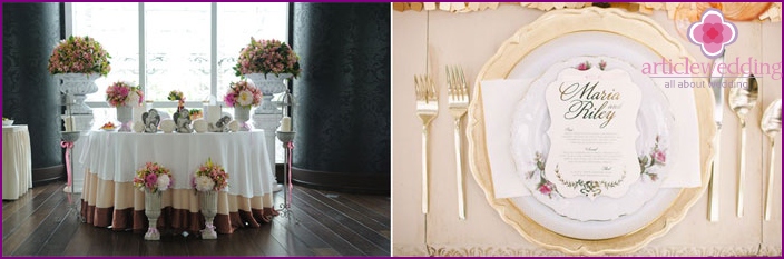 Bankett Tischdekoration für eine Hochzeit im klassischen Stil.