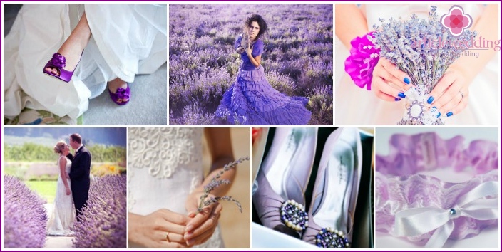 Imagen de una novia para una boda de color lavanda