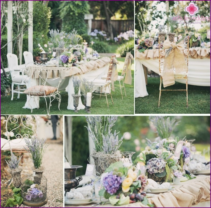 Decoração de uma festa de casamento no estilo da Provença