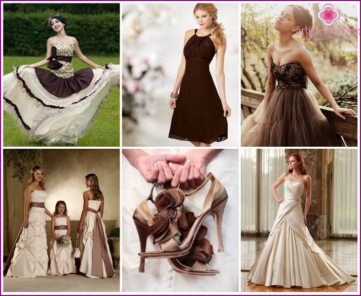 Chocolate wedding dresses and shoes