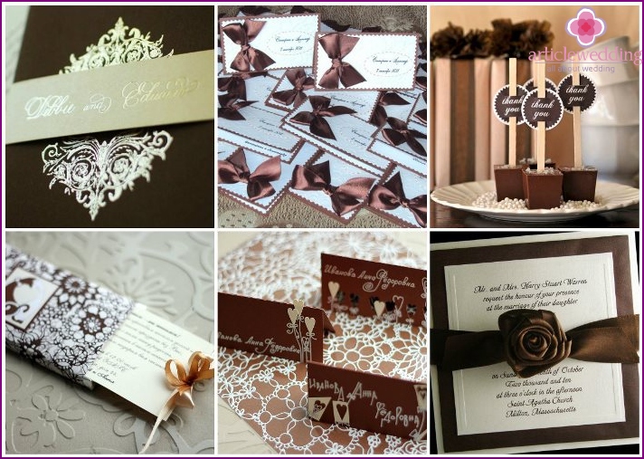 Faire-part de mariage au chocolat et cartes de table