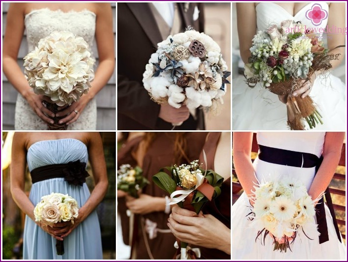 Bouquet de mariée dans une palette brune