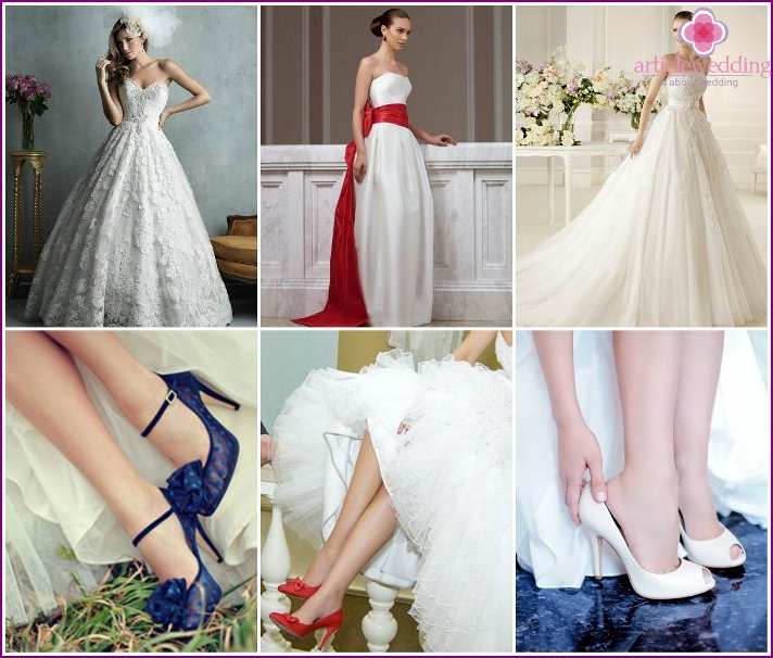 Dresses and shoes of the bride