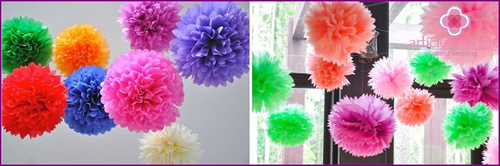 Stylish decor of the room of the bride with pompons