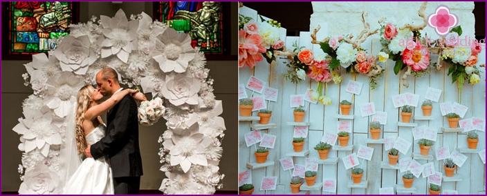 حائط من الزهور لحفل زفاف