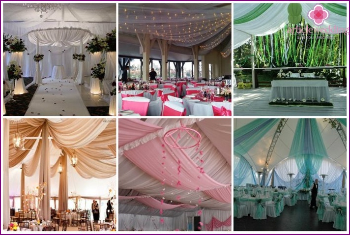 Fabric ceiling gives romance to the wedding