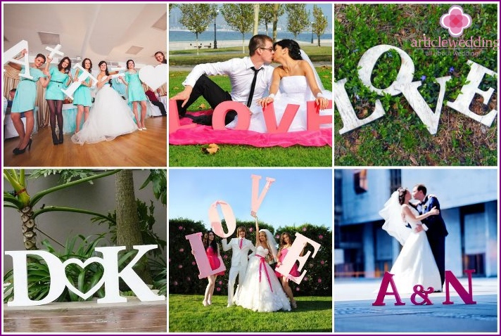 Large letters for the wedding background at the ceremony