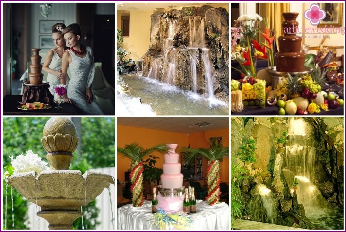 Decorative fountain for a wedding celebration