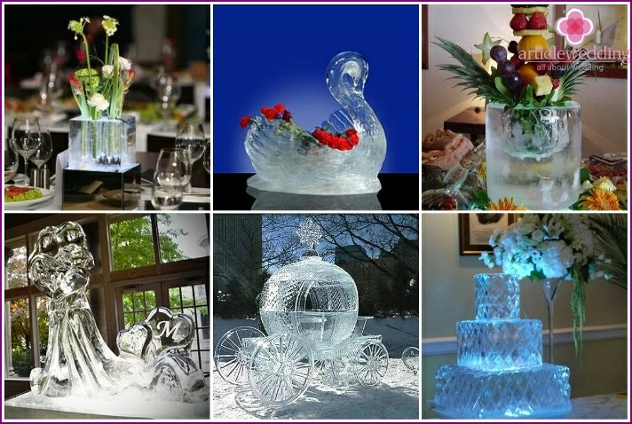 Sculptures de glace pour un mariage