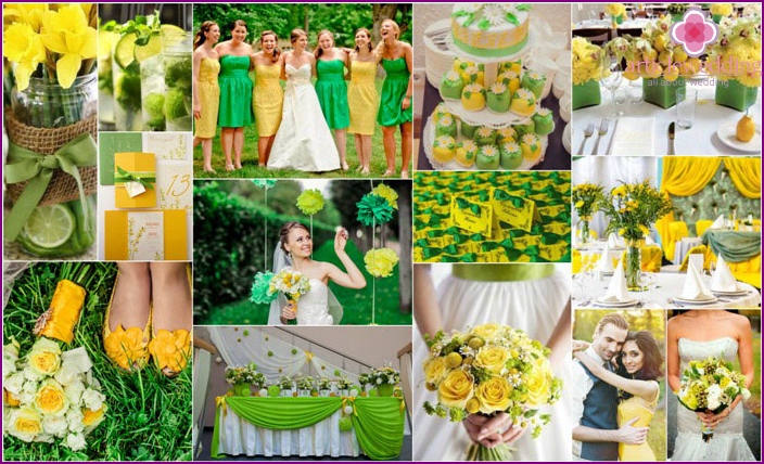 Gamma vert et jaune lors d'un mariage