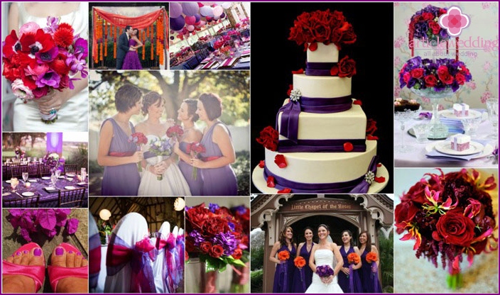 Gamma de mariage rouge-violet