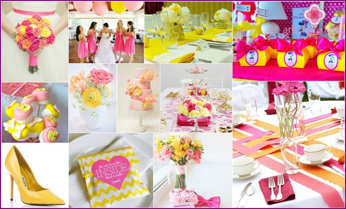 Casamento rosa e amarelo