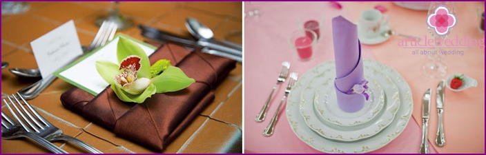 Original napkins for decorating a wedding table
