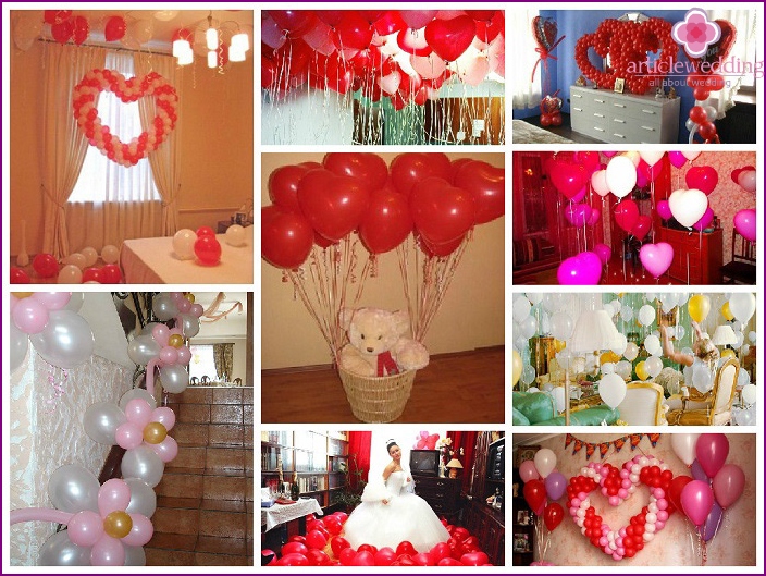 Decoration of the bride's room with balloons