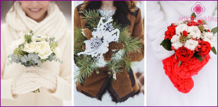 Bouquet de mariée - un accessoire pour une séance photo d'hiver