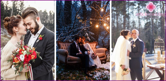 Options de photo de mariage d'hiver