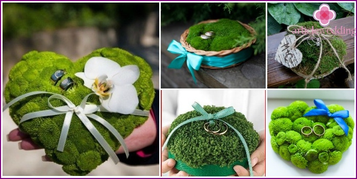 Cushion for rings with moss