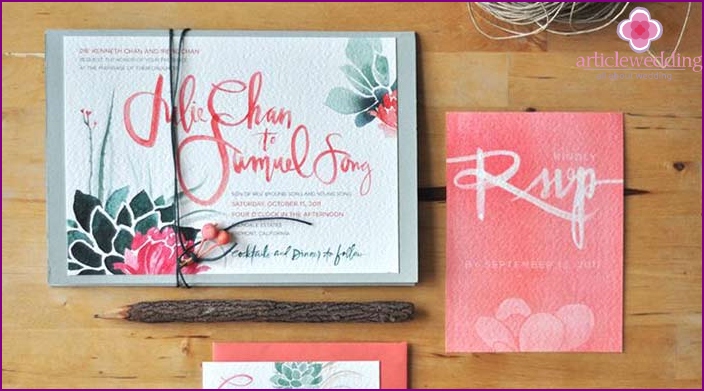 Original watercolor invitations for guests