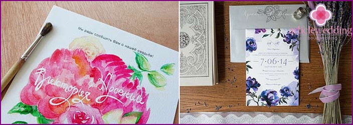 Watercolor invitation with floral motifs.