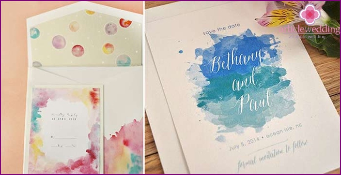 Wedding invitations with abstract drawings.