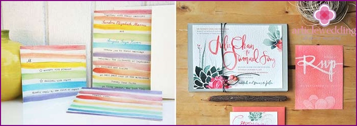 Bright watercolor wedding invitations