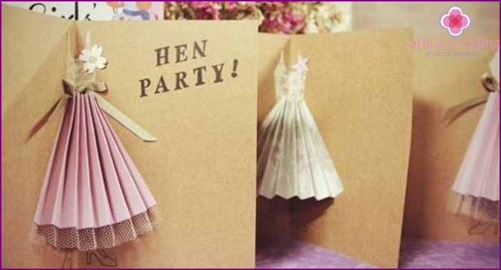 Thematic invitation card for a girlfriend for a bachelorette party