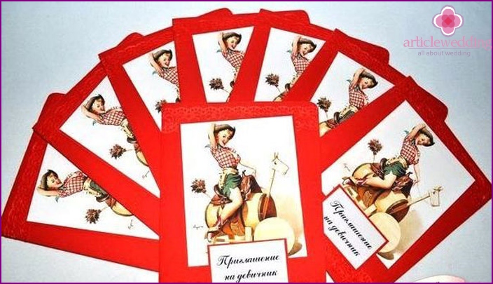 Invito a una festa di addio al nubilato sotto forma di una carta da gioco.
