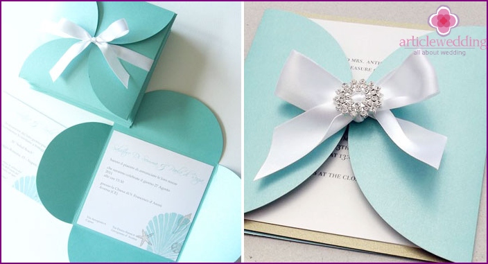 Carte d'invitation de mariage de style Tiffany