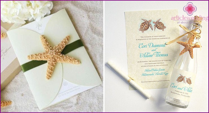 Wedding invitations in marine style