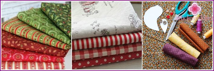 Samples of fabrics for the manufacture of bonbonnieres