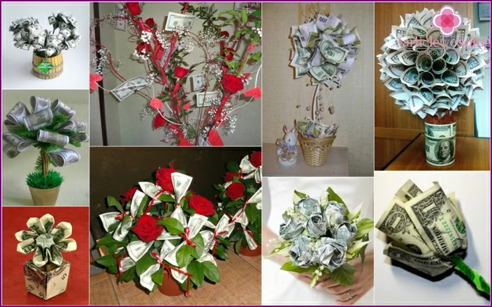 Options for cash flowers for a wedding gift