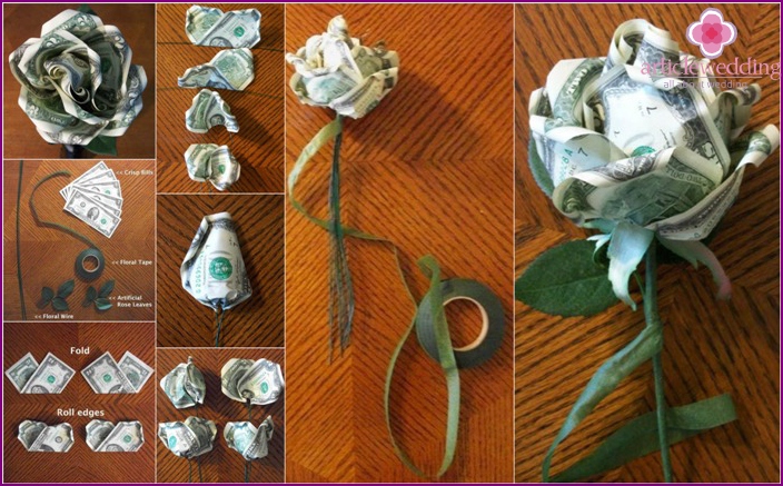 How to make a money flower for a wedding gift