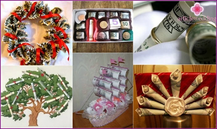 Original gifts with money for a wedding