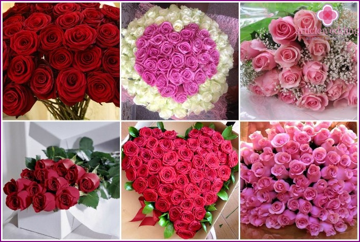 Um buquê de rosas como presente de casamento