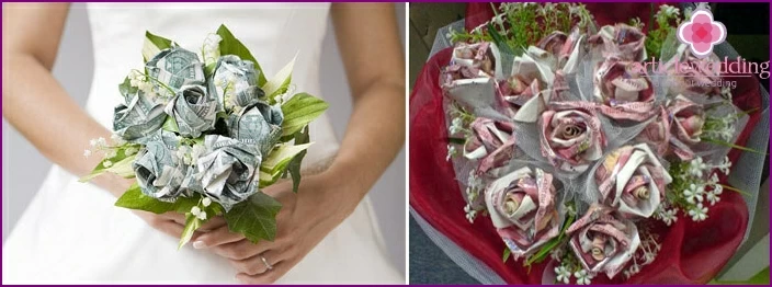 Bouquet d'argent avec des fleurs fraîches