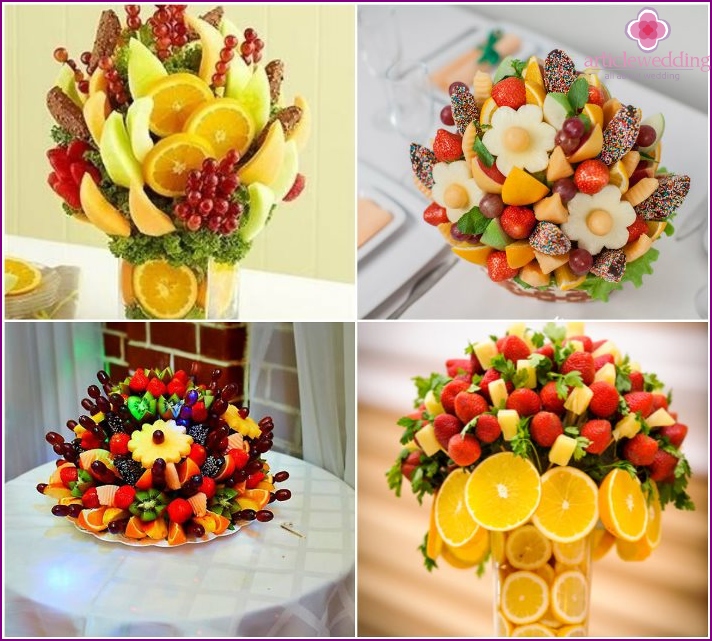 The original fruit bouquet as a gift to the bride