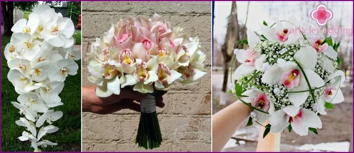 Um buquê de orquídeas para um casamento